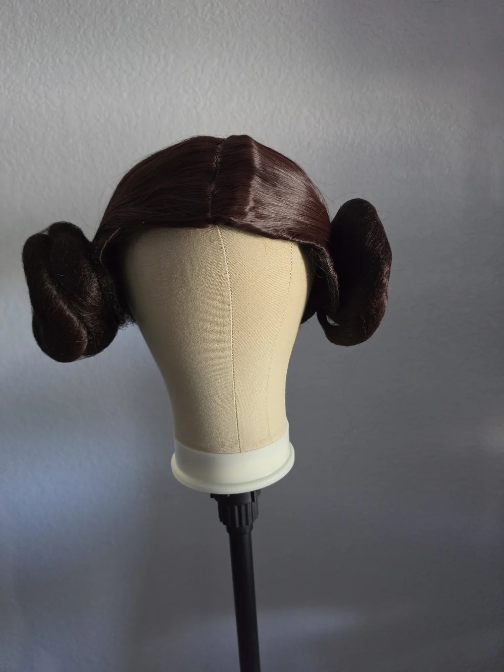 Women Short Dark Brown Wig with Two Buns Princess Cosplay Wig Heat Resistant